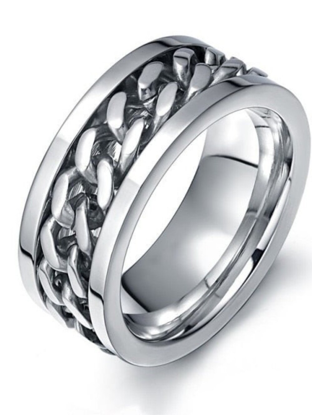 Fidget Chain Spinning Ring Mens